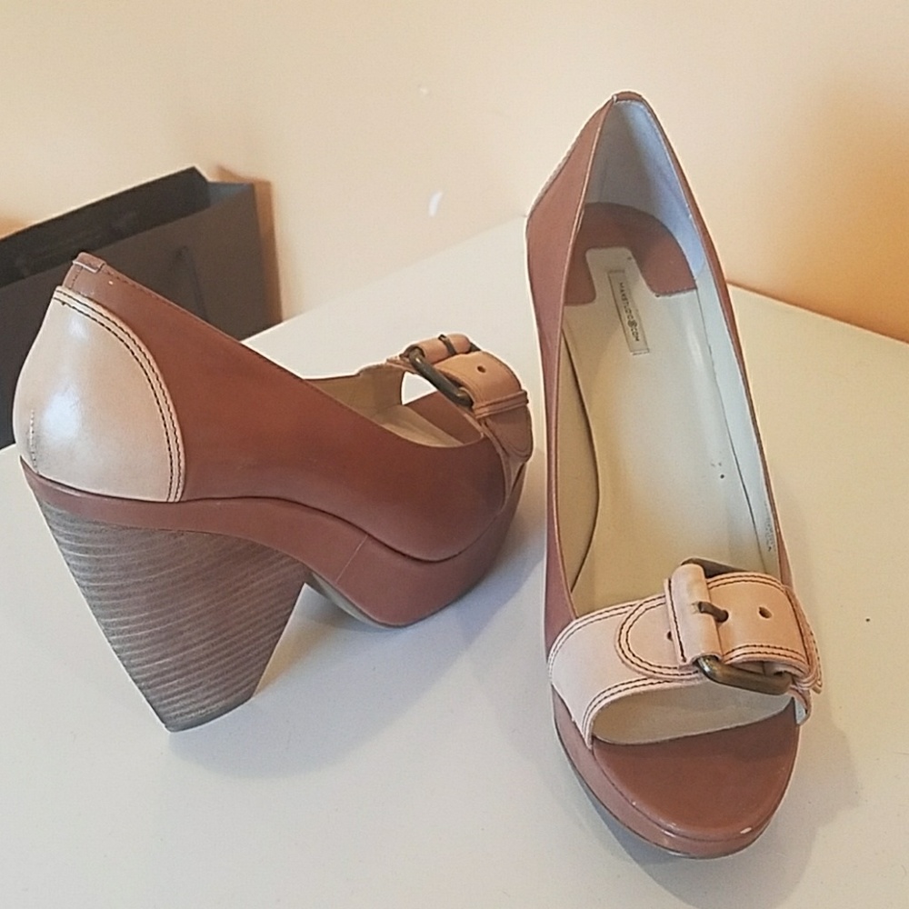 Max Studio leather wedge heels